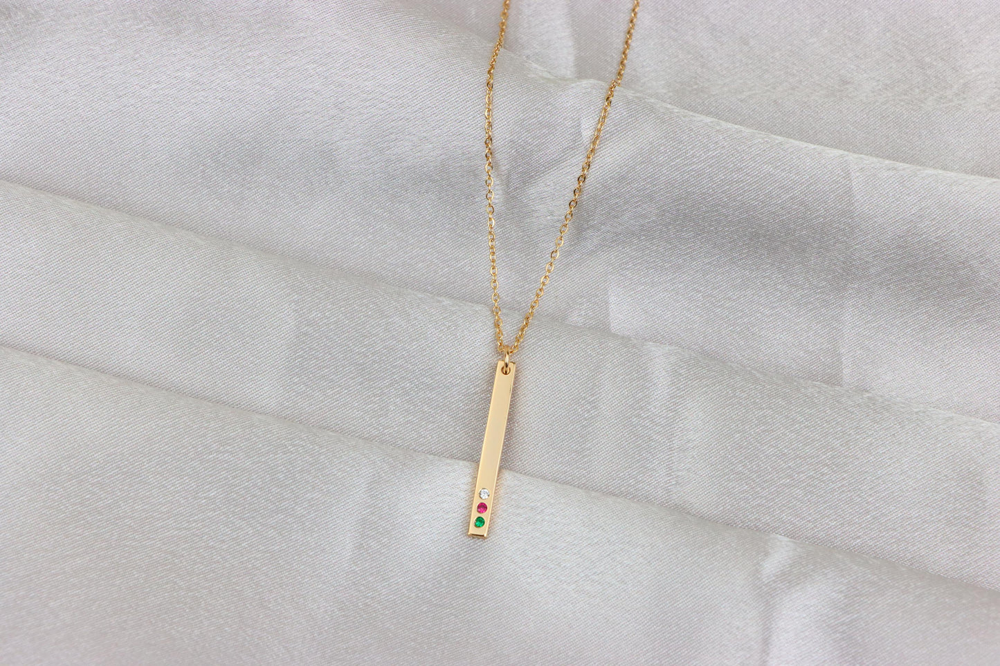 Rose Gold Bar Necklace with Colorful Stones – Elegant Finish, XPNL1898 (2161-1)
