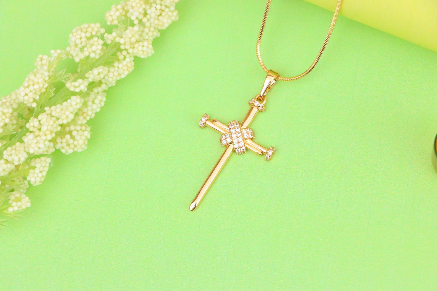 Rose Gold Cross Pendant with CZ Accents Elegant Design, XPPT1439 (2136-3)