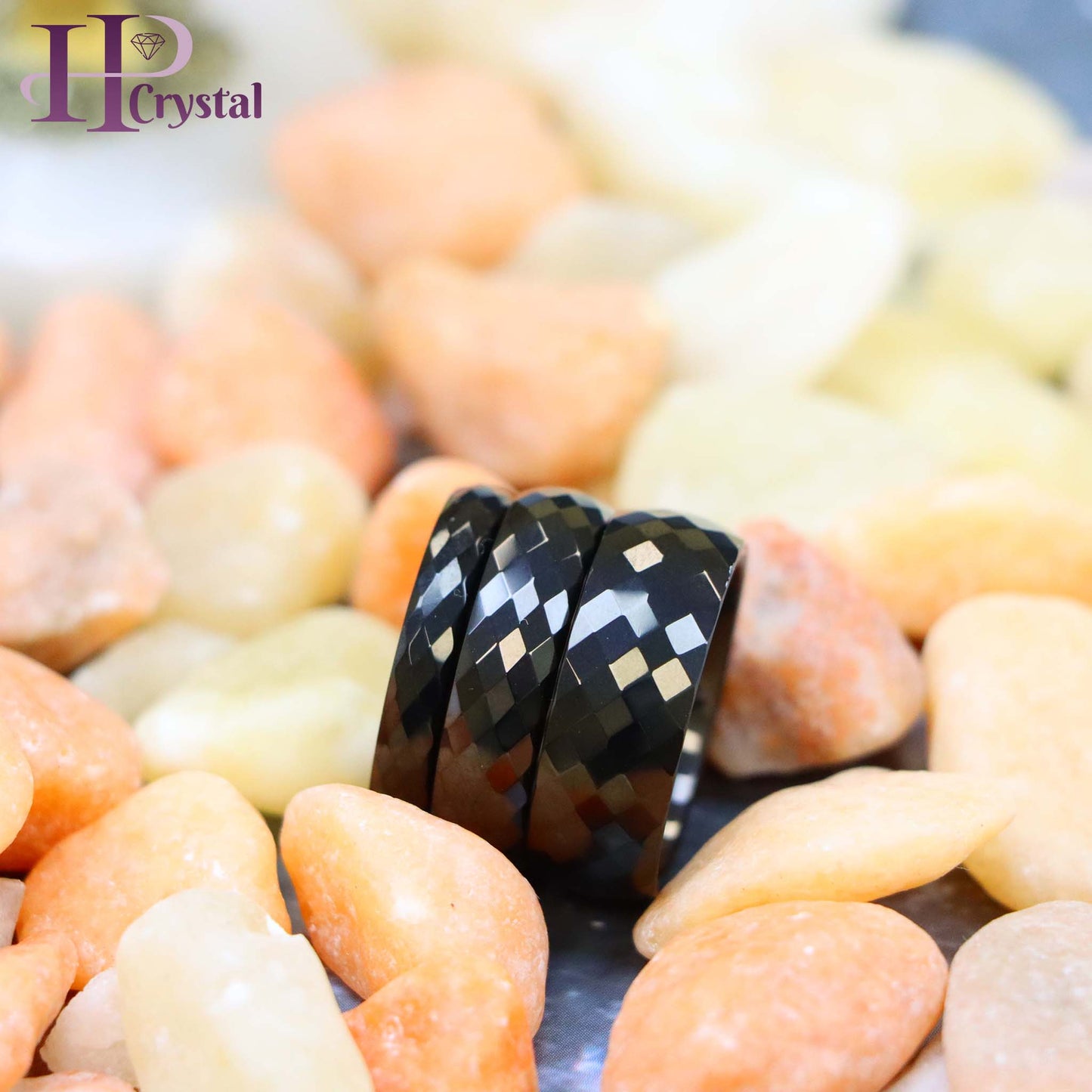 Domed Black IP Plated Faceted Ring Tungsten Ring