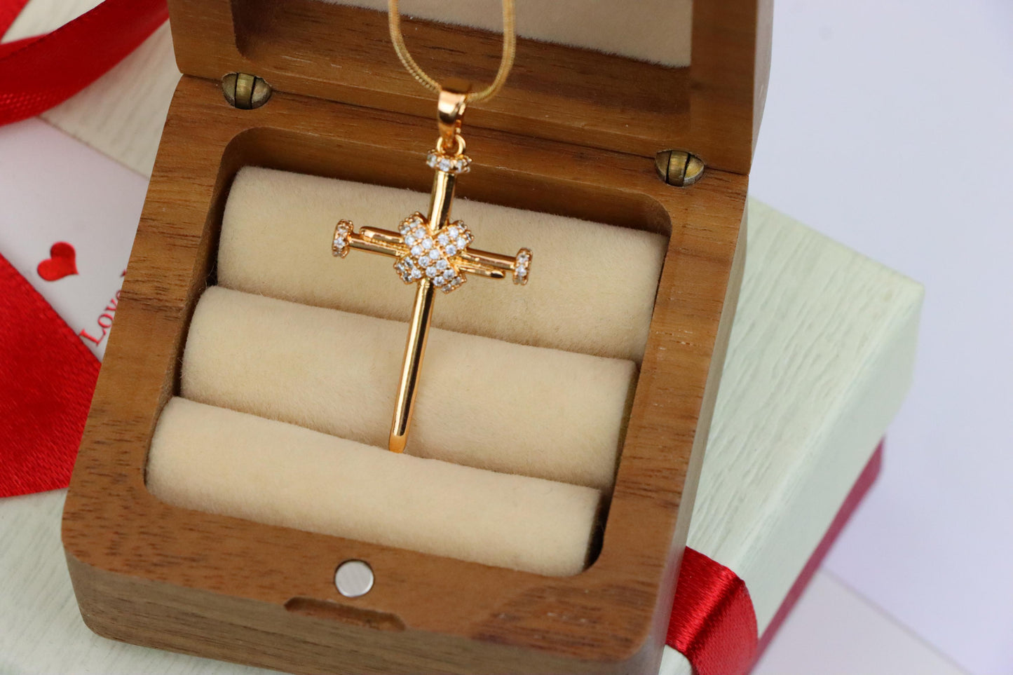 Rose Gold Cross Pendant with CZ Accents Elegant Design, XPPT1439 (2136-3)