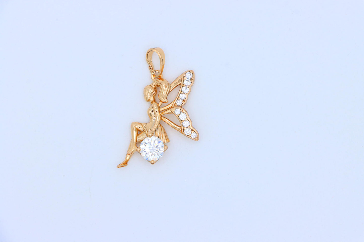 Rose Gold Fairy Pendant with CZ Accents Elegant Charm, XPPT1440 (2136-4)