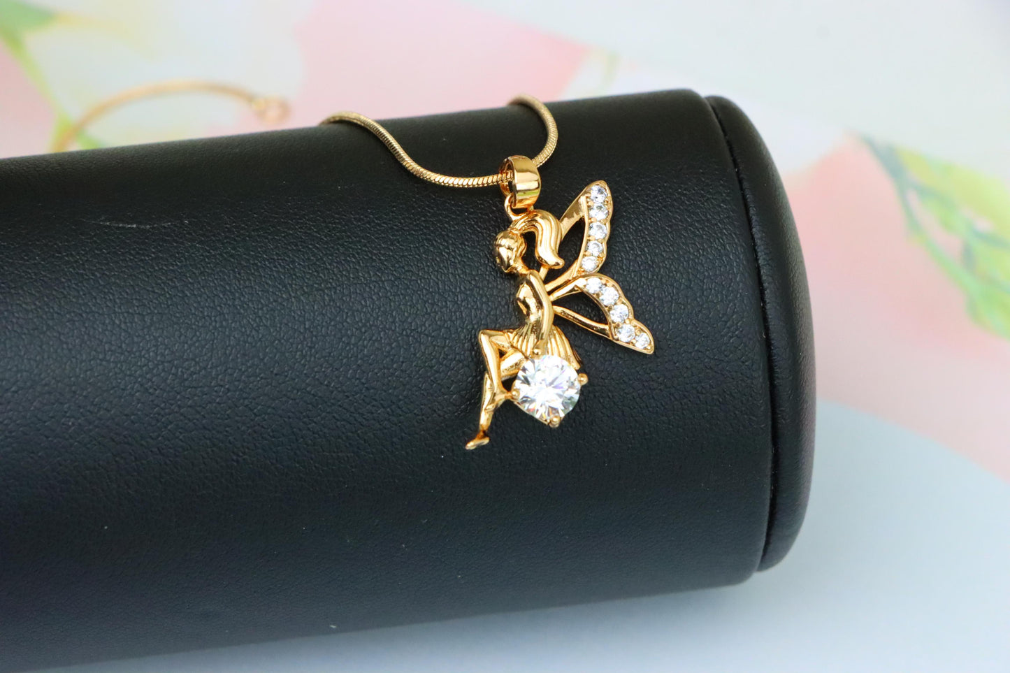 Rose Gold Fairy Pendant with CZ Accents Elegant Charm, XPPT1440 (2136-4)