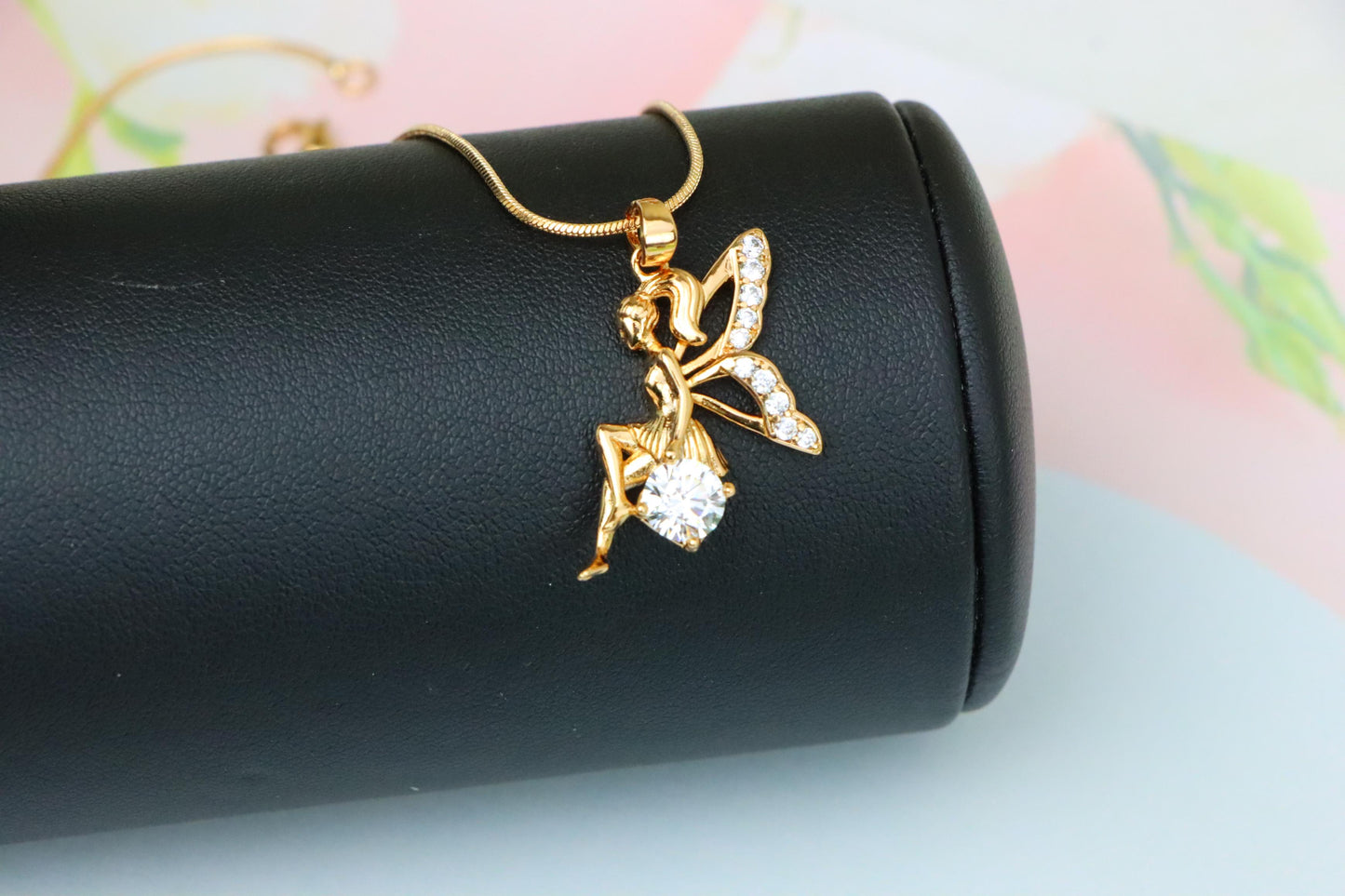 Rose Gold Fairy Pendant with CZ Accents Elegant Charm, XPPT1440 (2136-4)