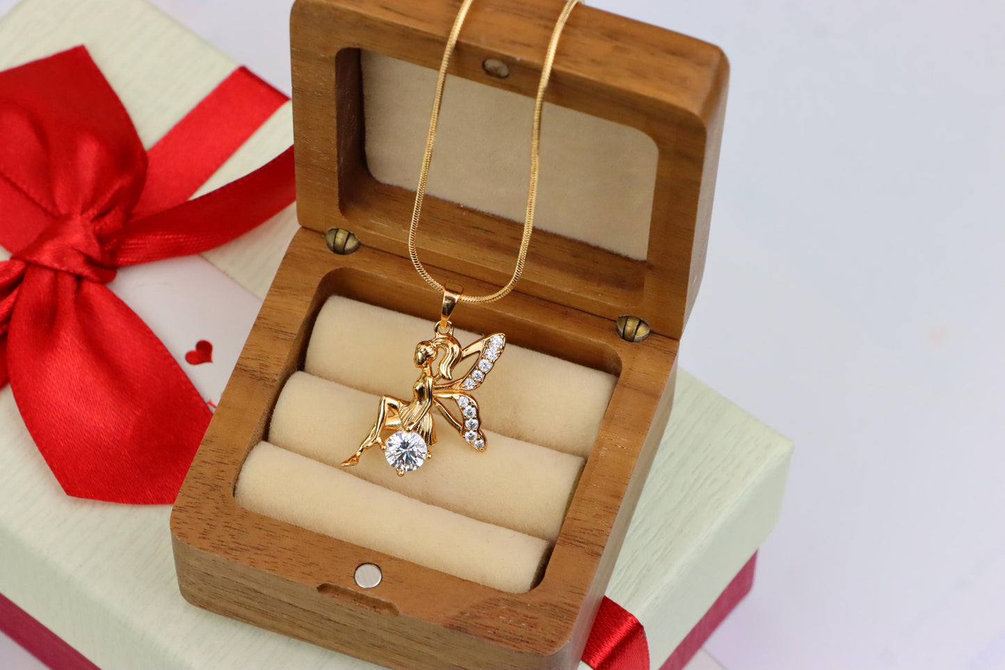 Rose Gold Fairy Pendant with CZ Accents Elegant Charm, XPPT1440 (2136-4)