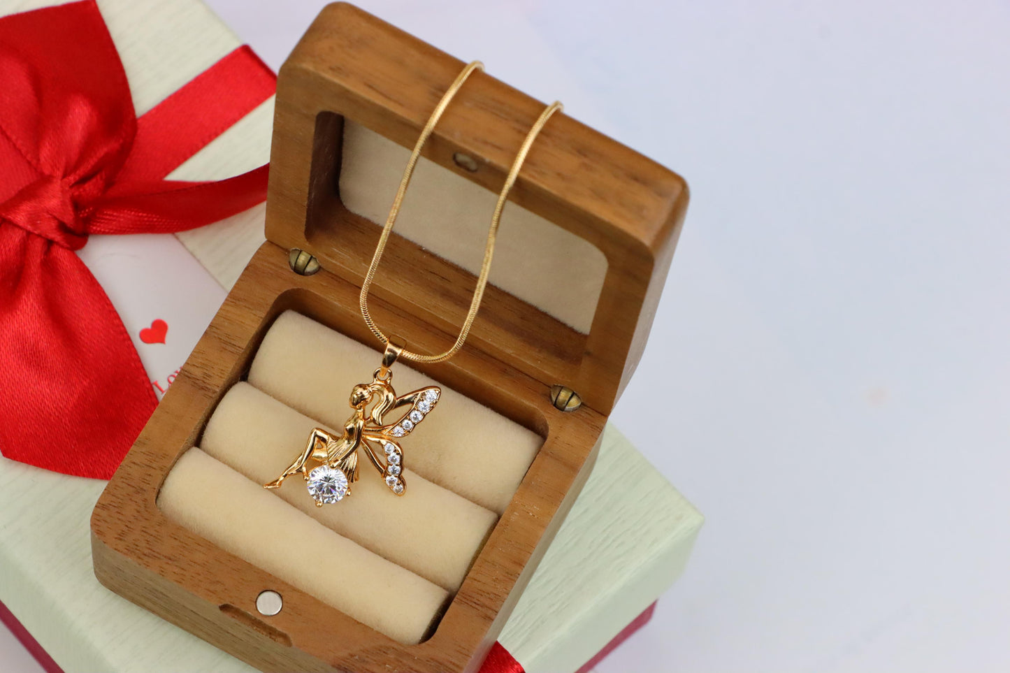 Rose Gold Fairy Pendant with CZ Accents Elegant Charm, XPPT1440 (2136-4)