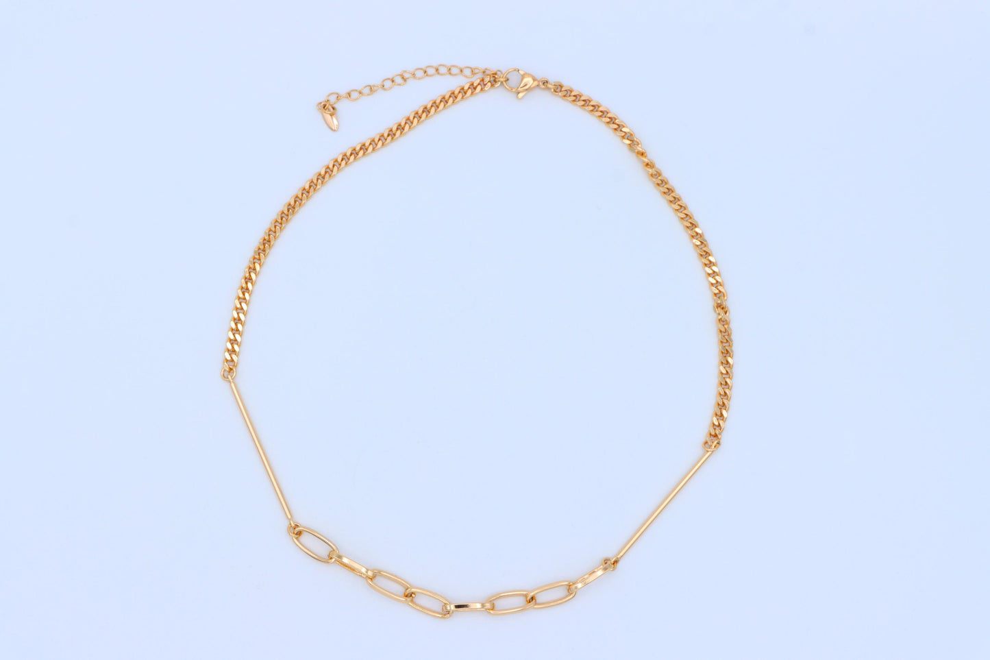 Trendy Rose Gold Chain Link Necklace with Polished Bar Detail, XPNL1900 (2161-3)