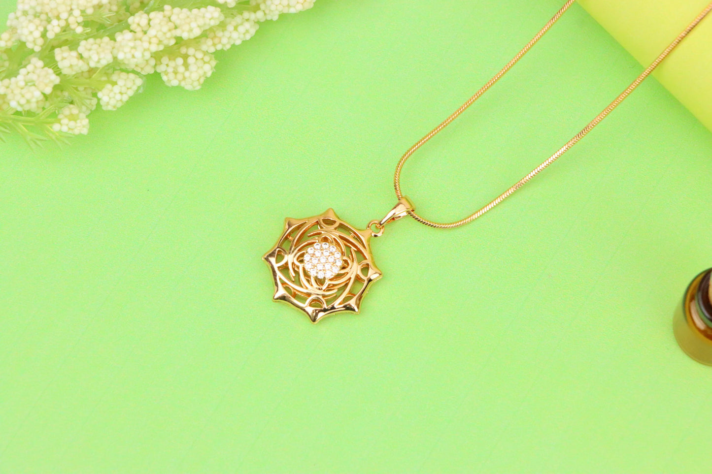 Rose Gold Geometric Pendant with CZ Center Stylish Charm, XPPT1441 (2136-5)
