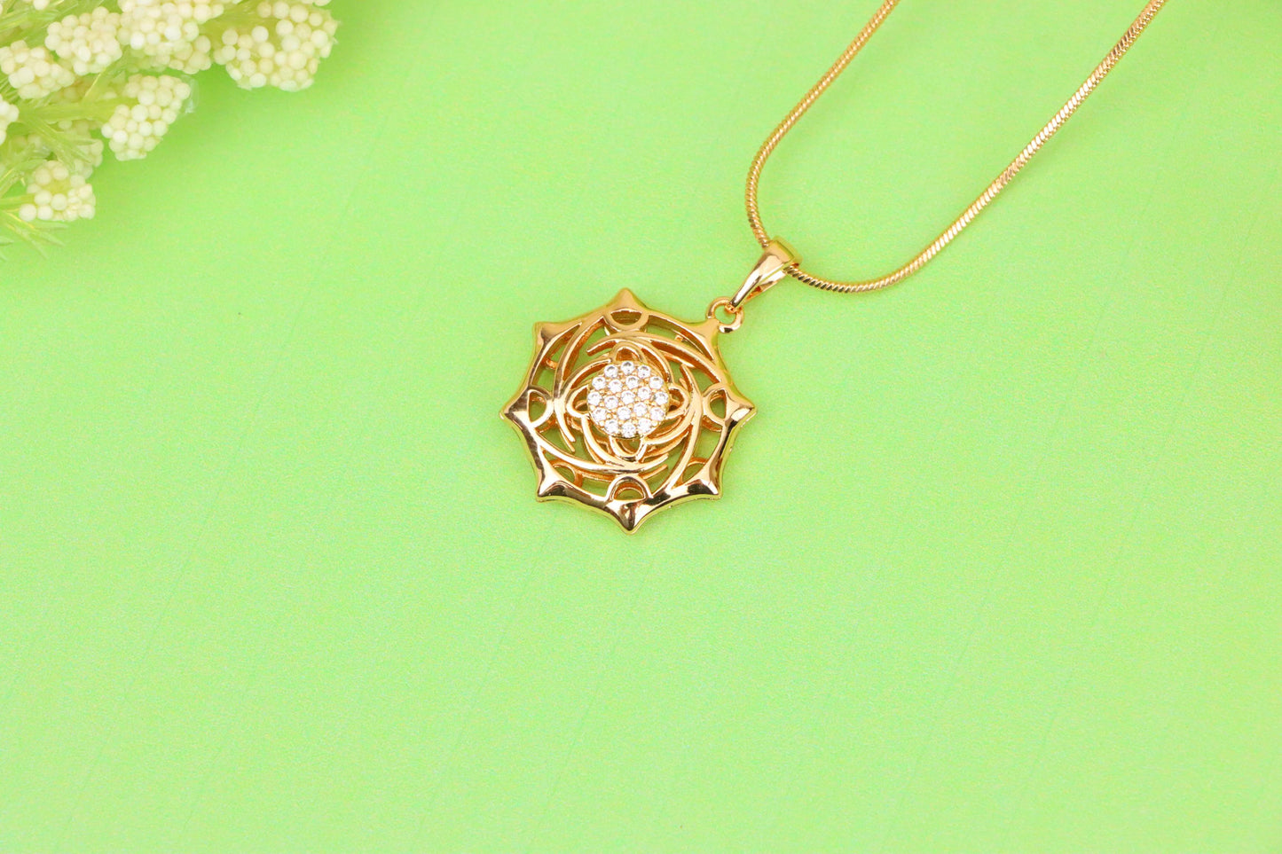 Rose Gold Geometric Pendant with CZ Center Stylish Charm, XPPT1441 (2136-5)