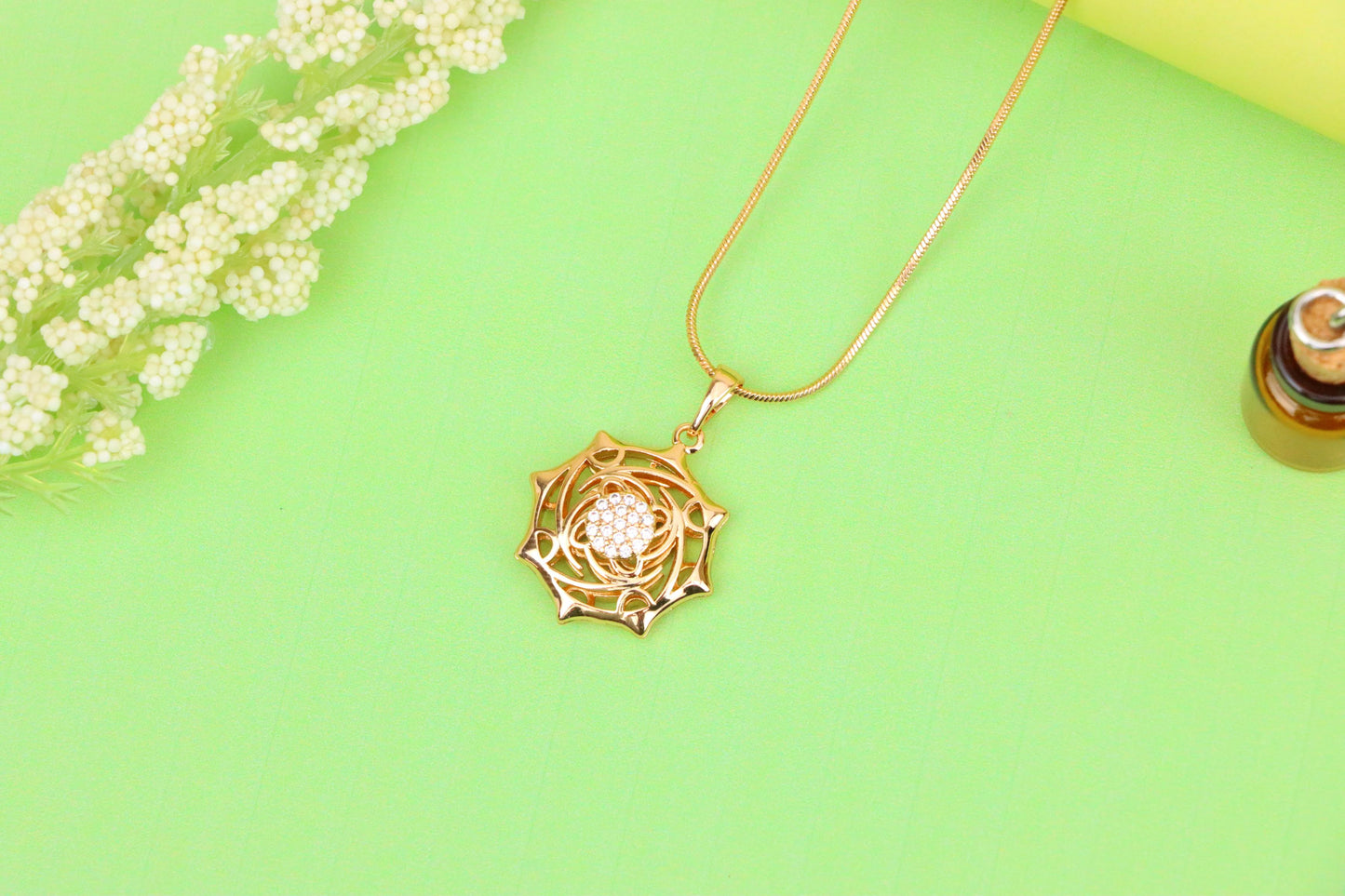 Rose Gold Geometric Pendant with CZ Center Stylish Charm, XPPT1441 (2136-5)