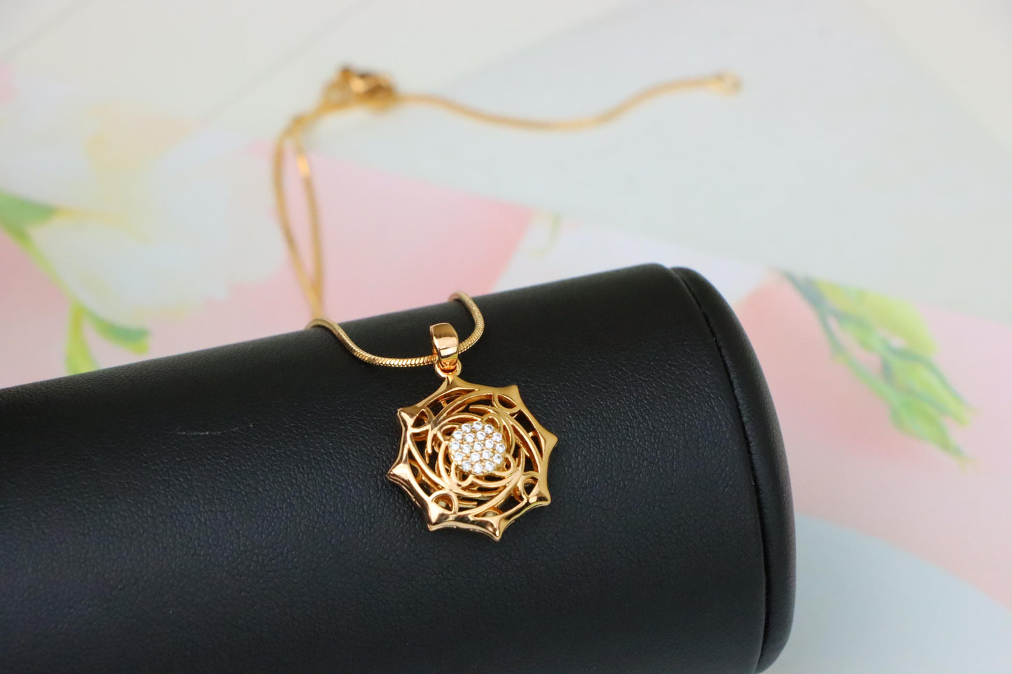 Rose Gold Geometric Pendant with CZ Center Stylish Charm, XPPT1441 (2136-5)