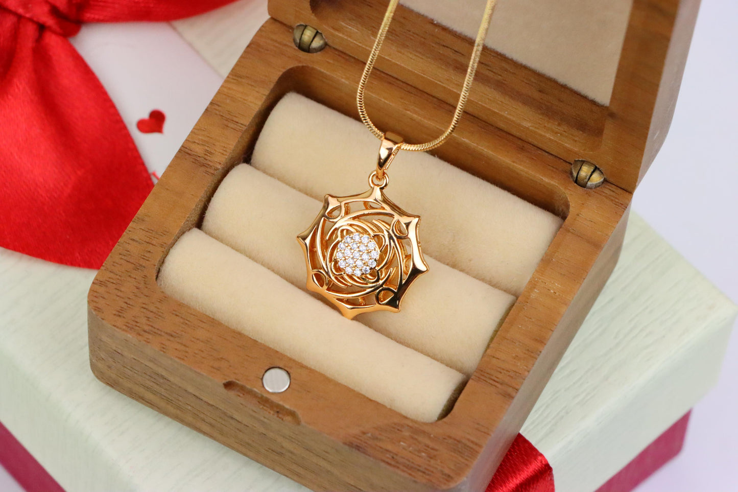 Rose Gold Geometric Pendant with CZ Center Stylish Charm, XPPT1441 (2136-5)