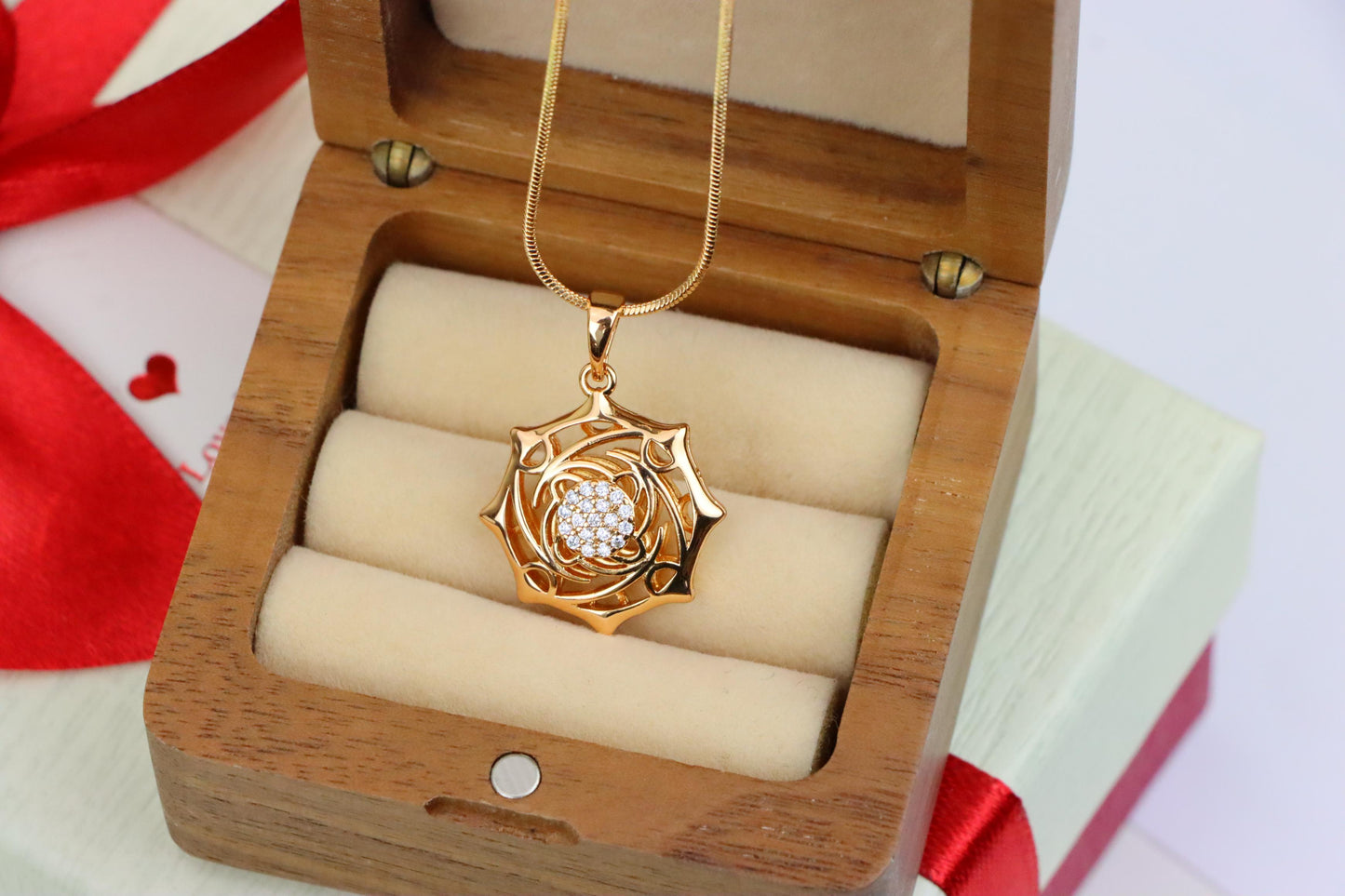 Rose Gold Geometric Pendant with CZ Center Stylish Charm, XPPT1441 (2136-5)