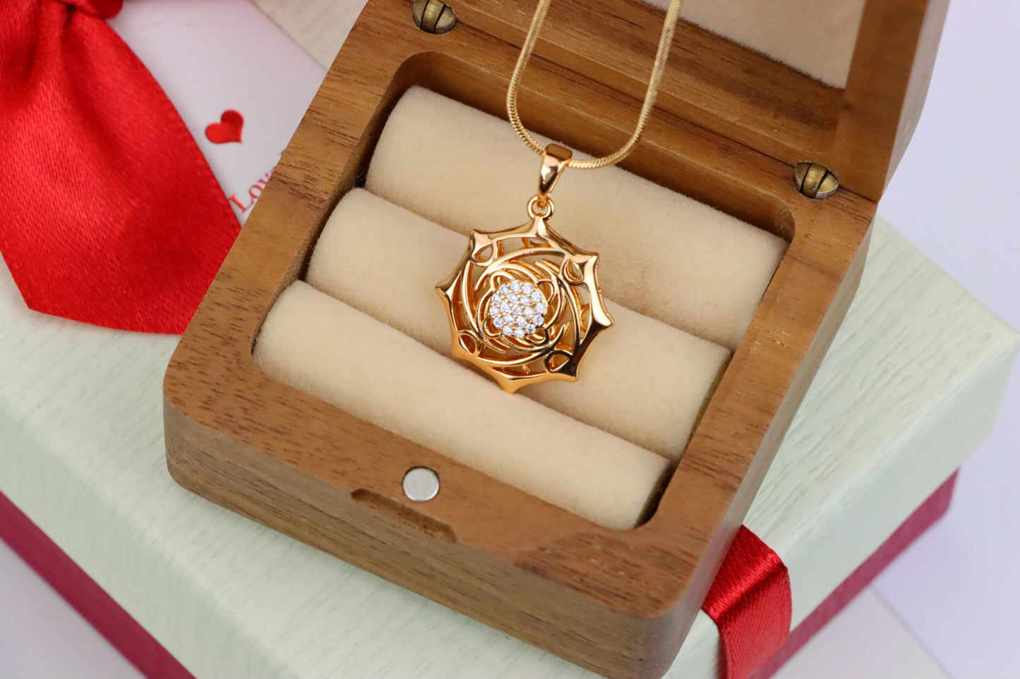 Rose Gold Geometric Pendant with CZ Center Stylish Charm, XPPT1441 (2136-5)