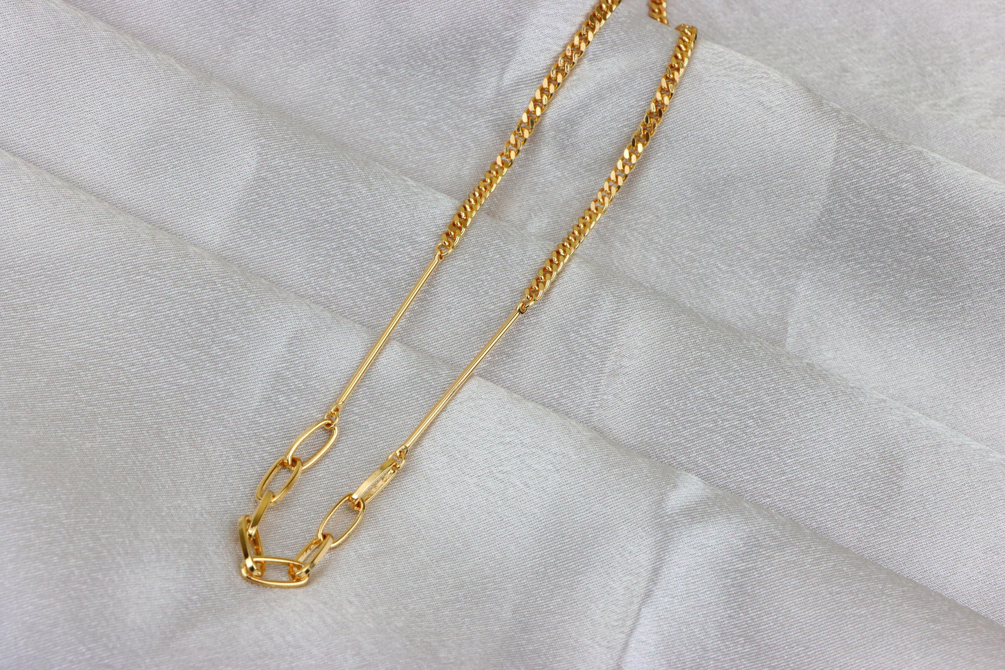 Trendy Rose Gold Chain Link Necklace with Polished Bar Detail, XPNL1900 (2161-3)