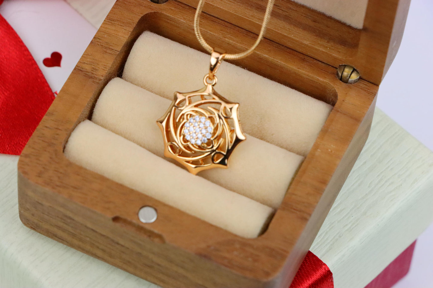 Rose Gold Geometric Pendant with CZ Center Stylish Charm, XPPT1441 (2136-5)