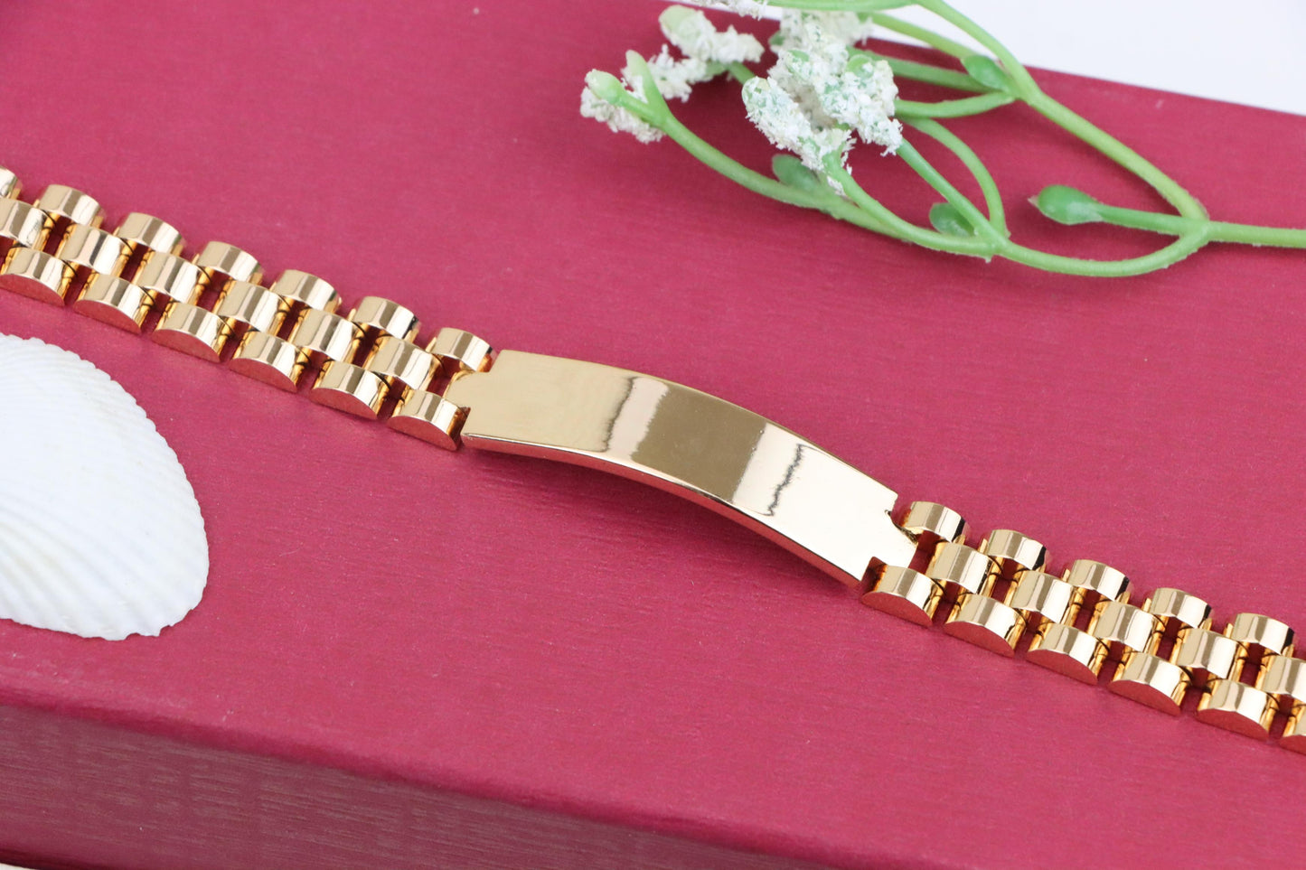 Elegant Rose Gold Bracelet in Polished Link Design, XPBL1139 (2114-8)