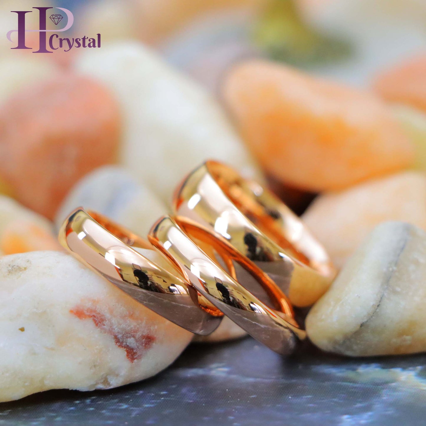Domed Rose Gold Plated High Polish Tungsten Ring