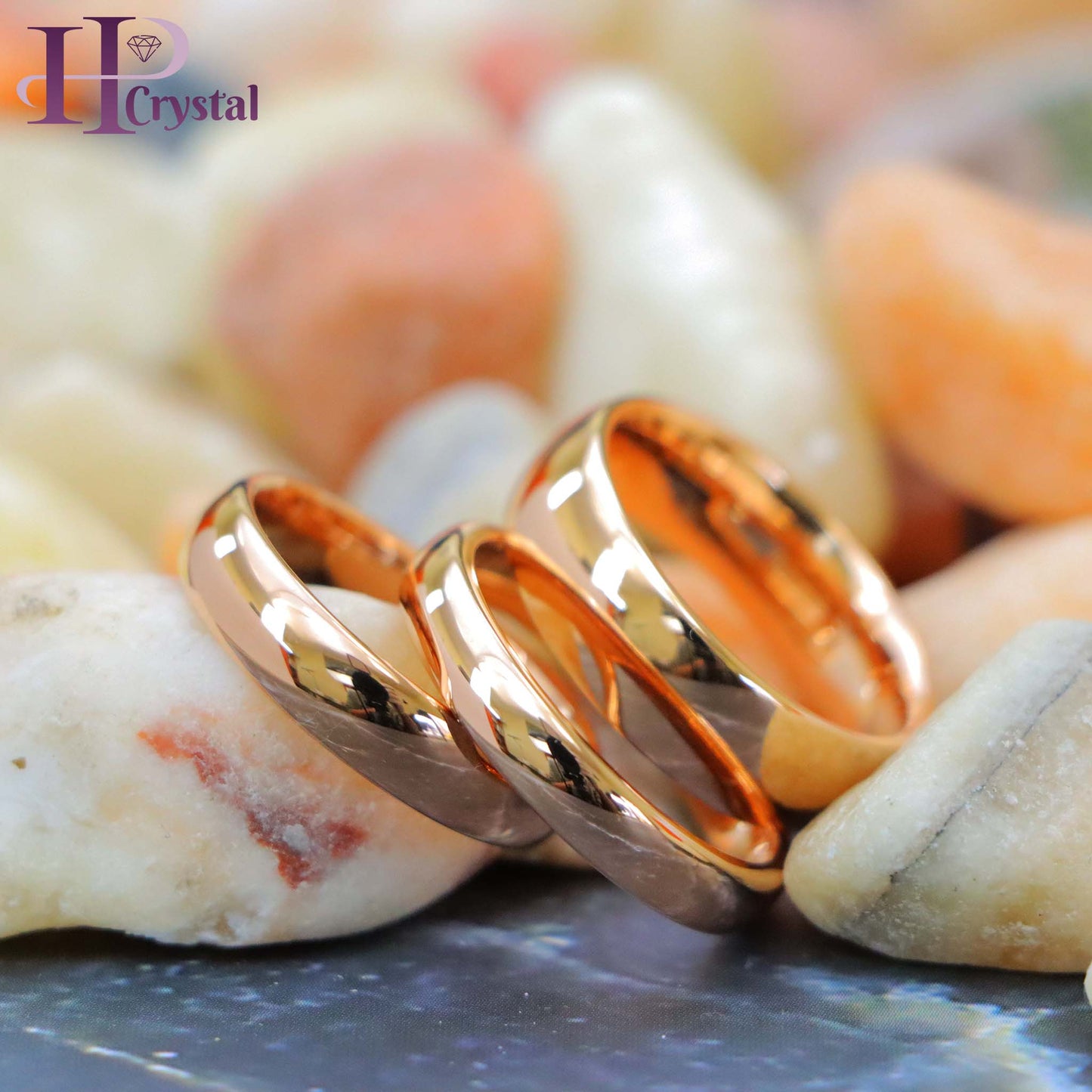 Domed Rose Gold Plated High Polish Tungsten Ring