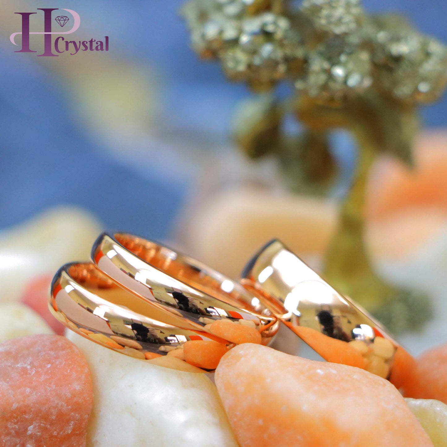 Domed Rose Gold Plated High Polish Tungsten Ring