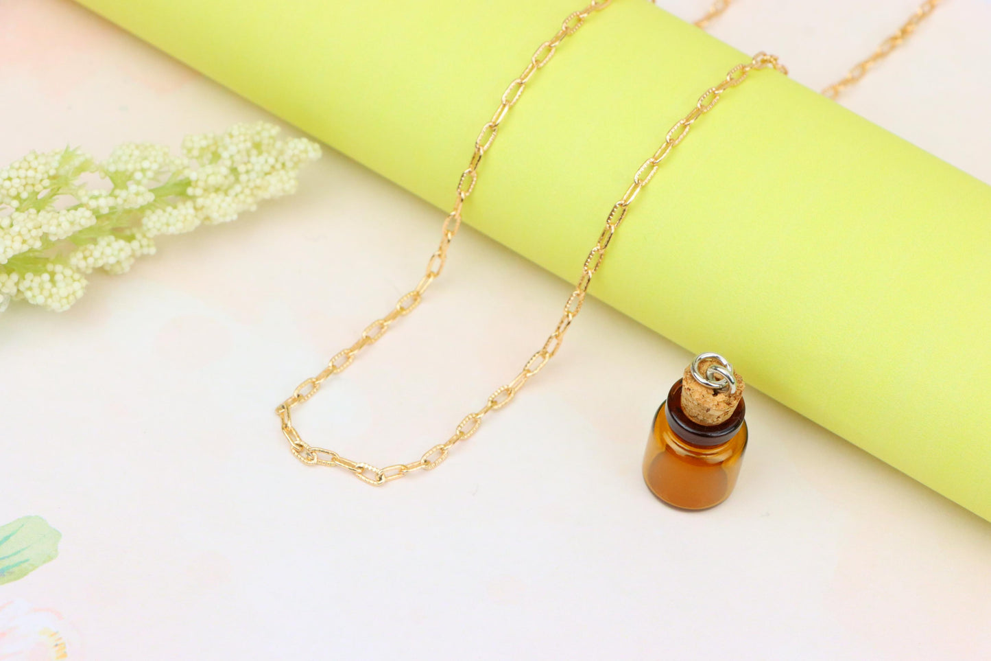 Textured Link Chain Rose Gold Necklace with Lobster Clasp, XPNL1901 (2161-4)