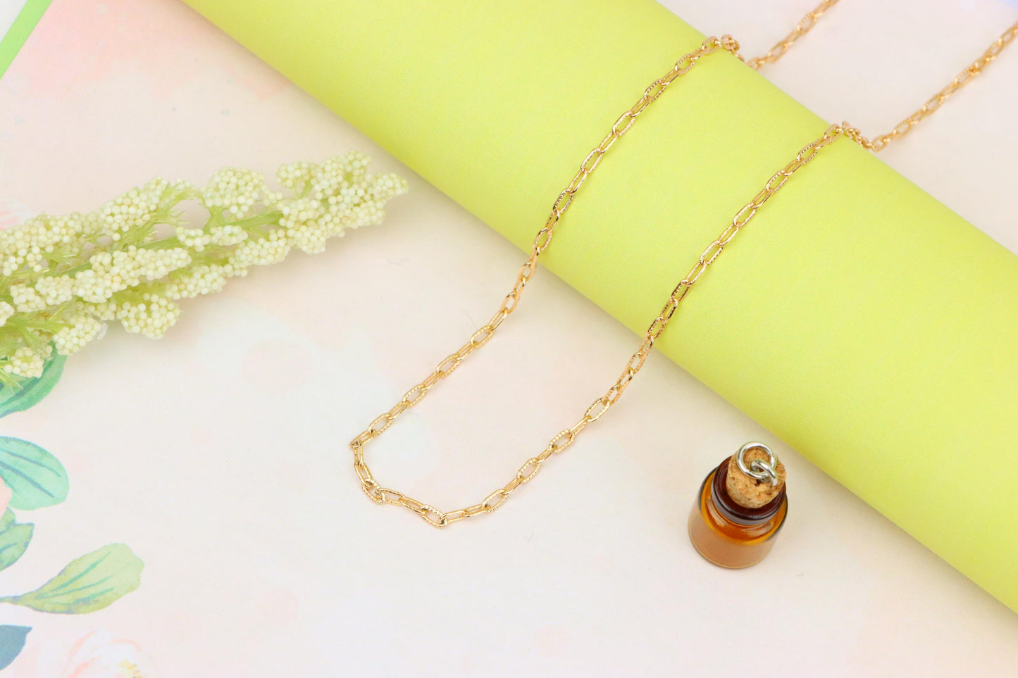Textured Link Chain Rose Gold Necklace with Lobster Clasp, XPNL1901 (2161-4)