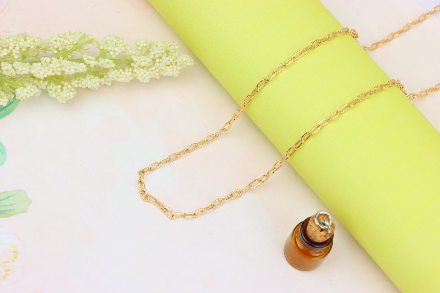 Textured Link Chain Rose Gold Necklace with Lobster Clasp, XPNL1901 (2161-4)