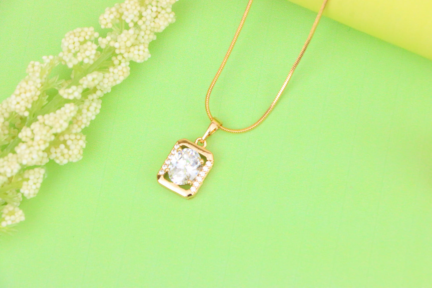 Elegant Rose Gold Pendant with Oval CZ Center and Accent Stones, XPPT1443 (2136-7)