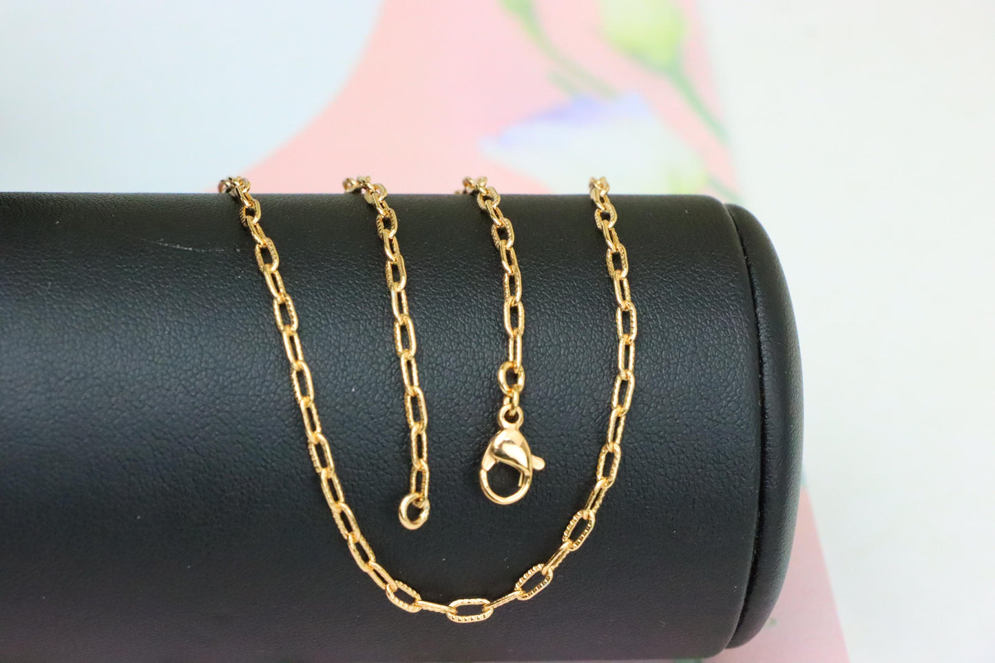 Textured Link Chain Rose Gold Necklace with Lobster Clasp, XPNL1901 (2161-4)
