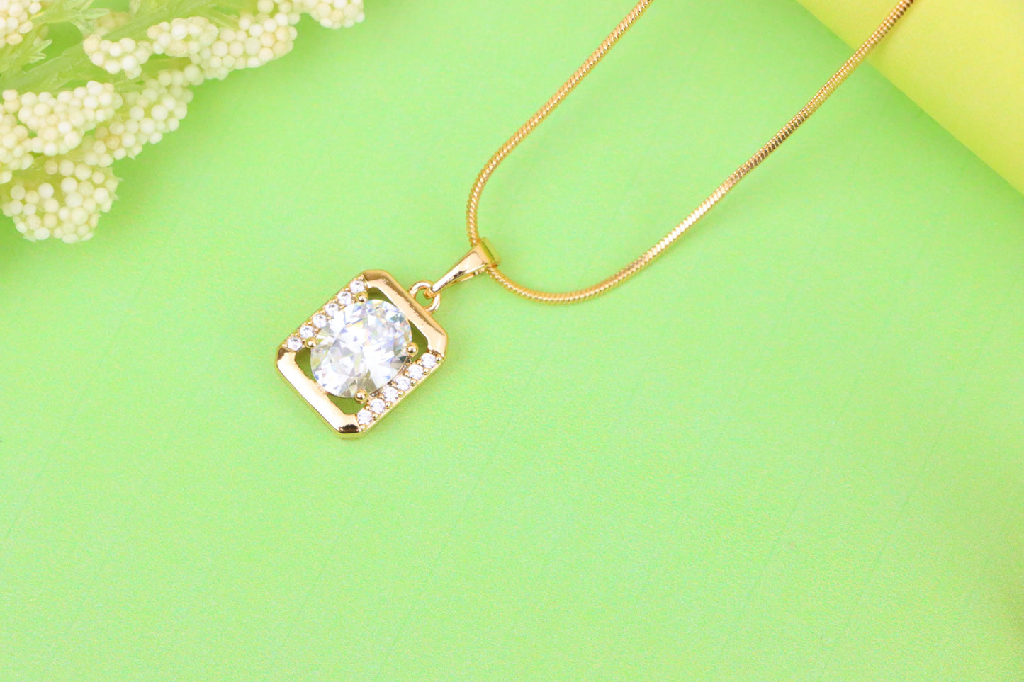 Elegant Rose Gold Pendant with Oval CZ Center and Accent Stones, XPPT1443 (2136-7)
