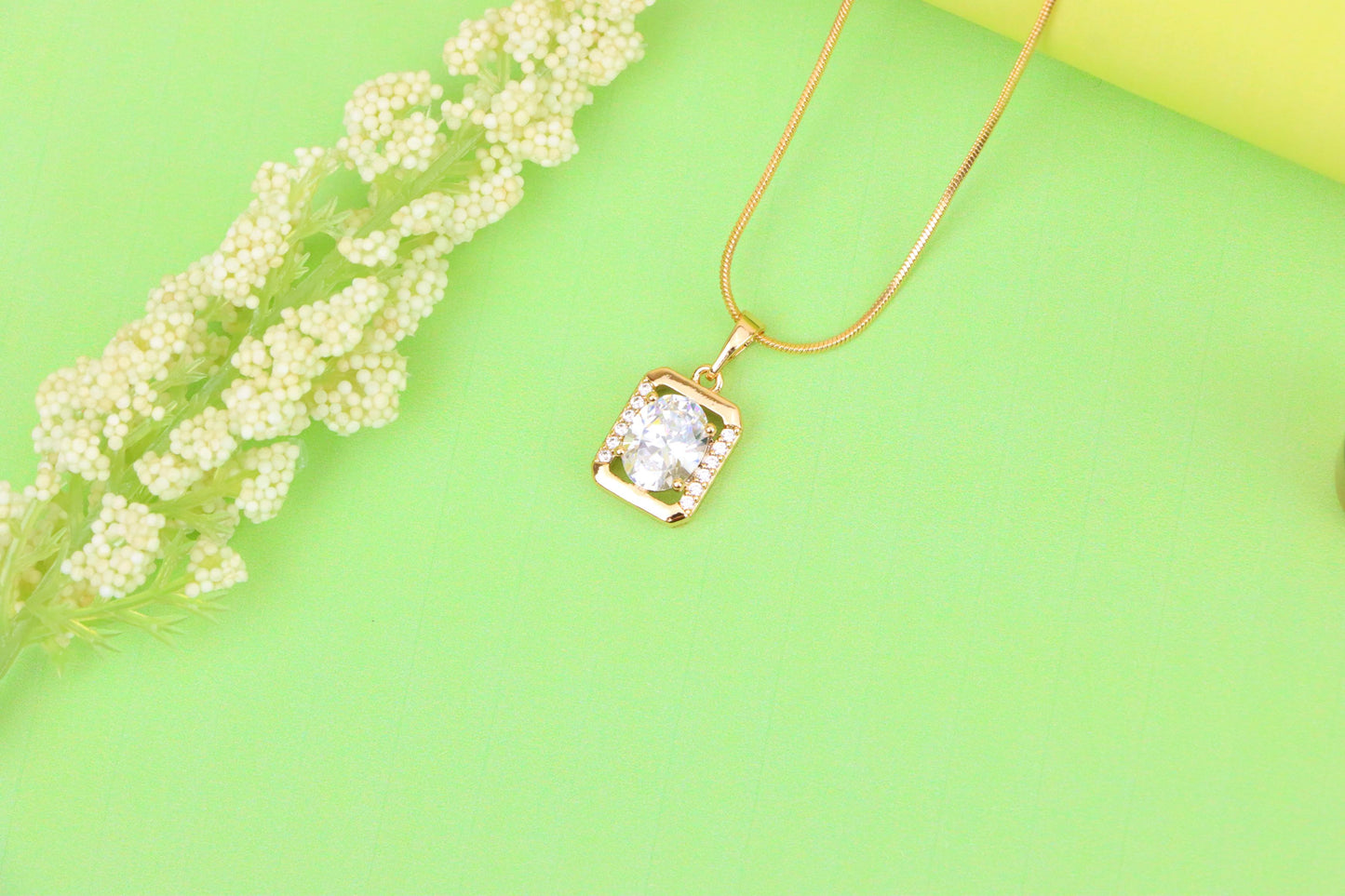 Elegant Rose Gold Pendant with Oval CZ Center and Accent Stones, XPPT1443 (2136-7)