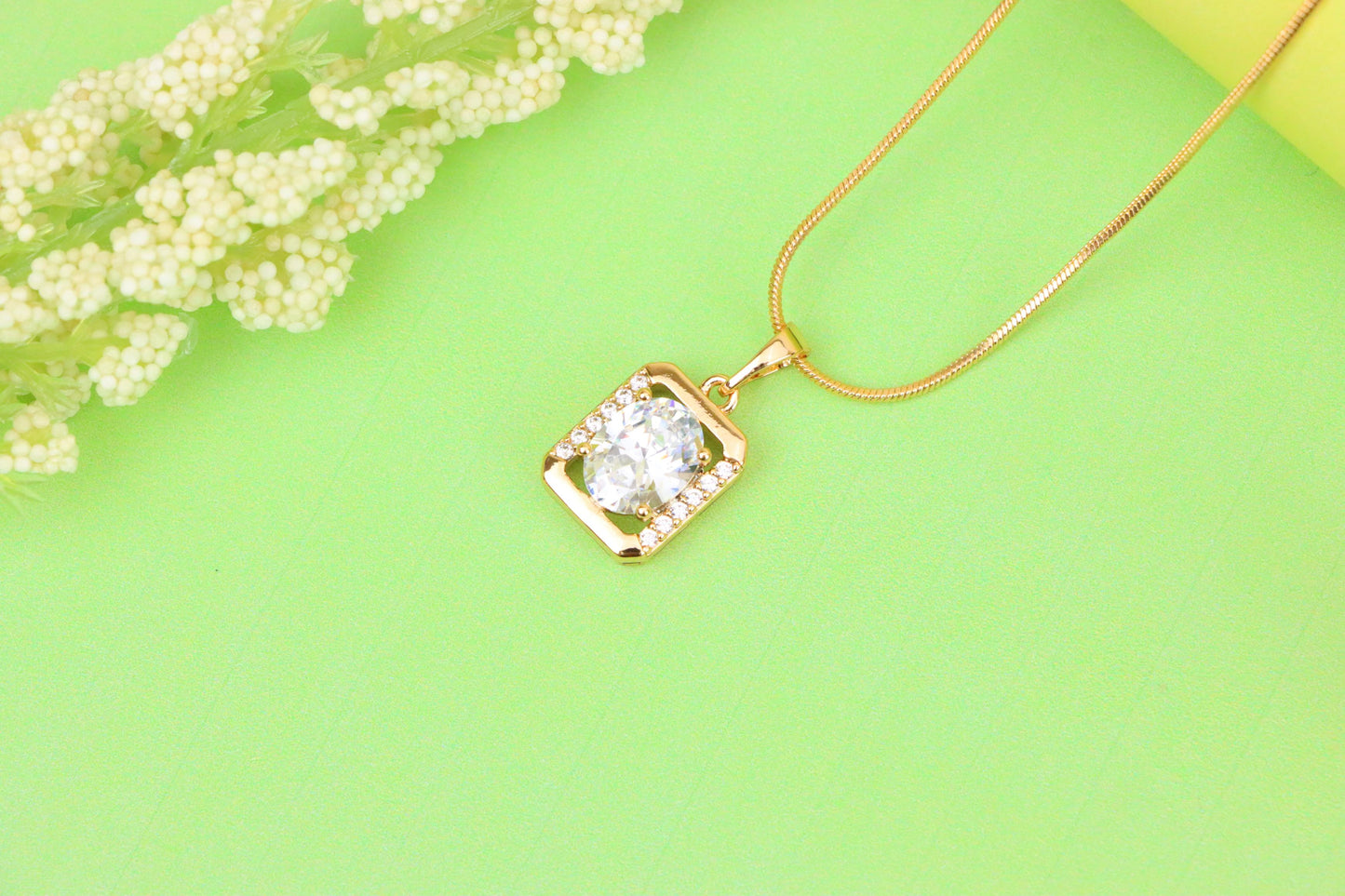 Elegant Rose Gold Pendant with Oval CZ Center and Accent Stones, XPPT1443 (2136-7)