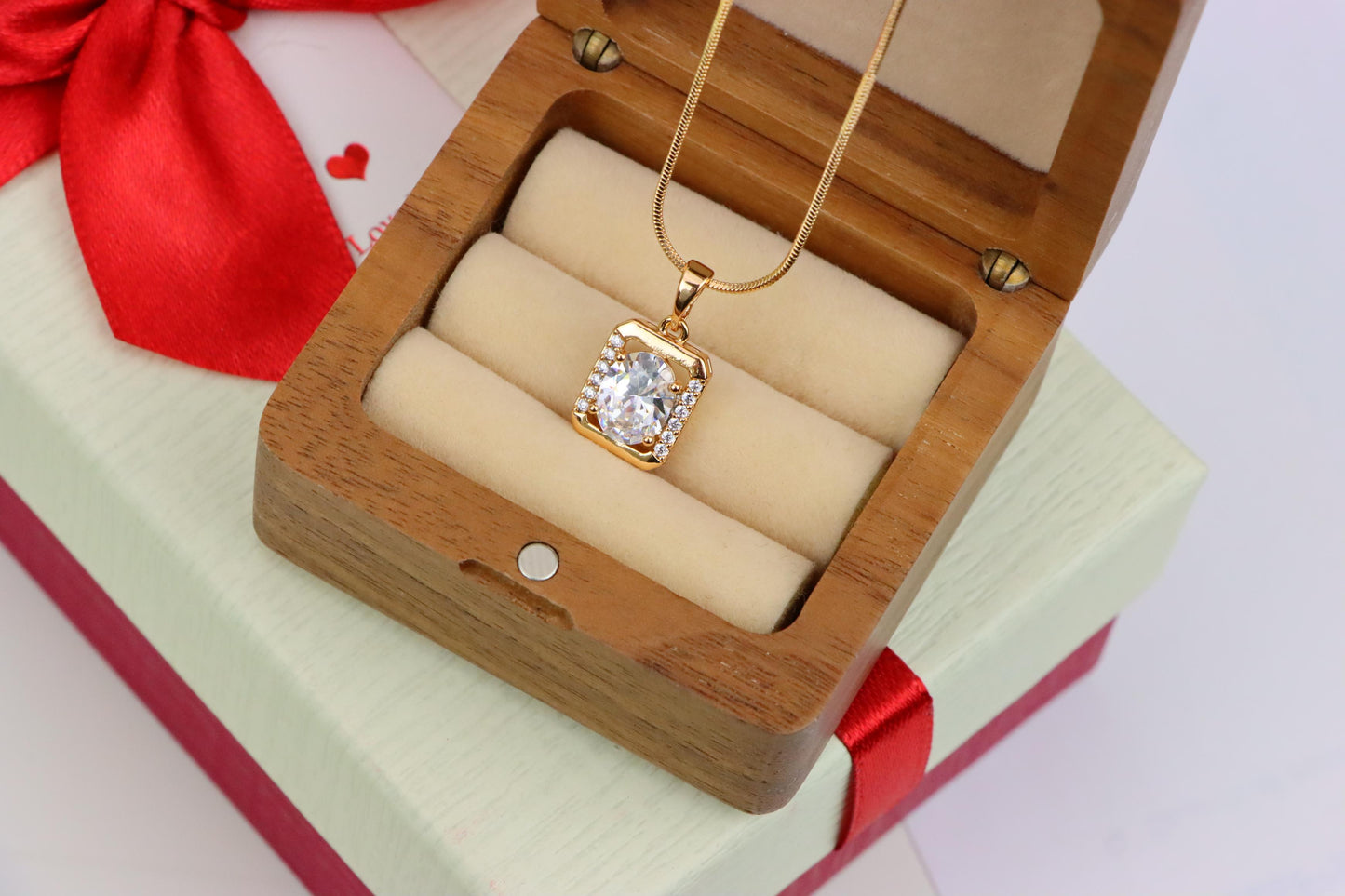 Elegant Rose Gold Pendant with Oval CZ Center and Accent Stones, XPPT1443 (2136-7)