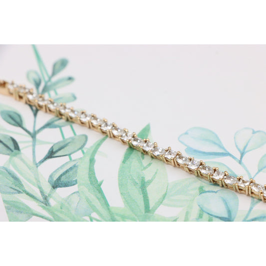 Rose Gold Classic CZ Tennis Bracelet with Oval & Square Stones, Sparkling, XPBL0748 (2075-7)