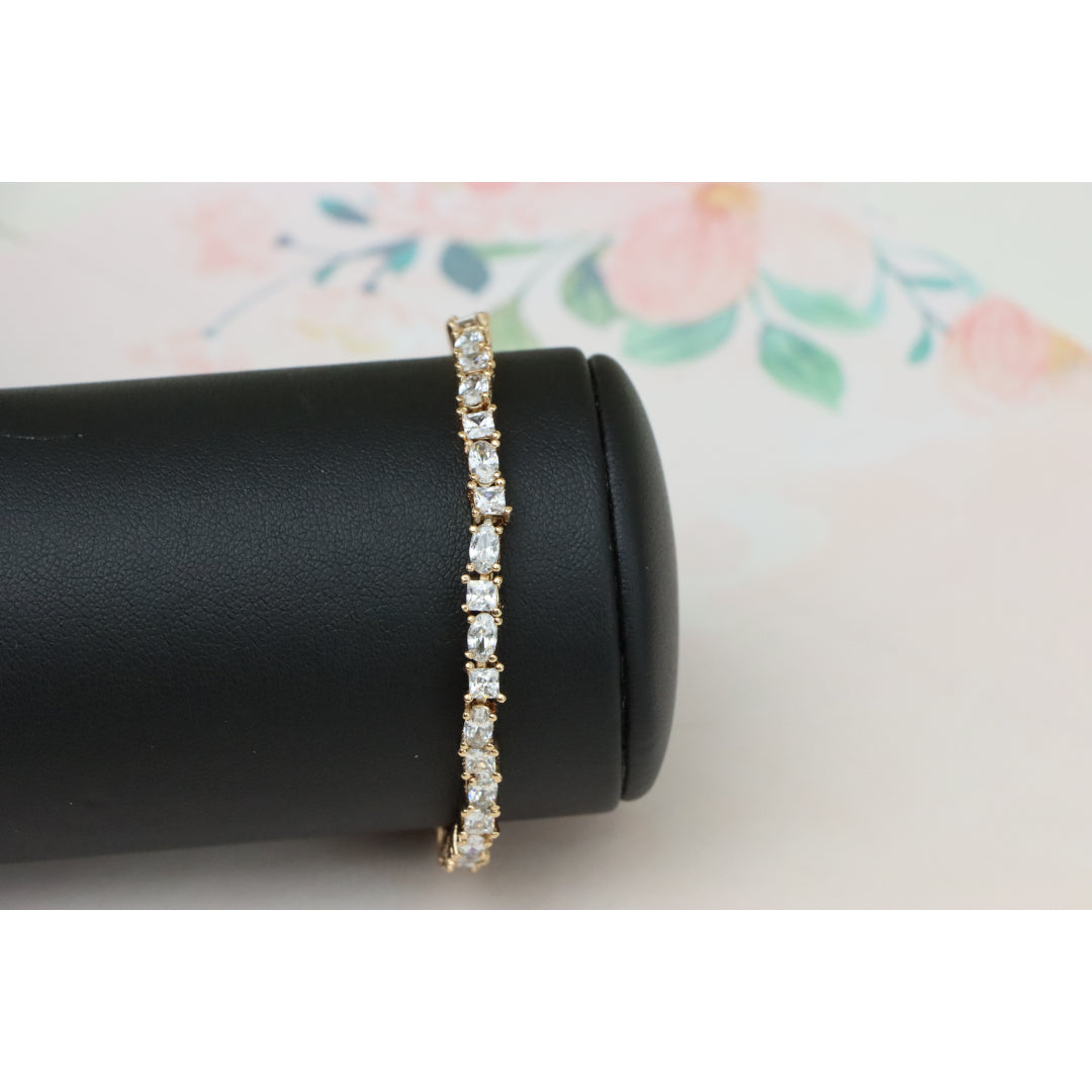 Rose Gold Classic CZ Tennis Bracelet with Oval & Square Stones, Sparkling, XPBL0748 (2075-7)
