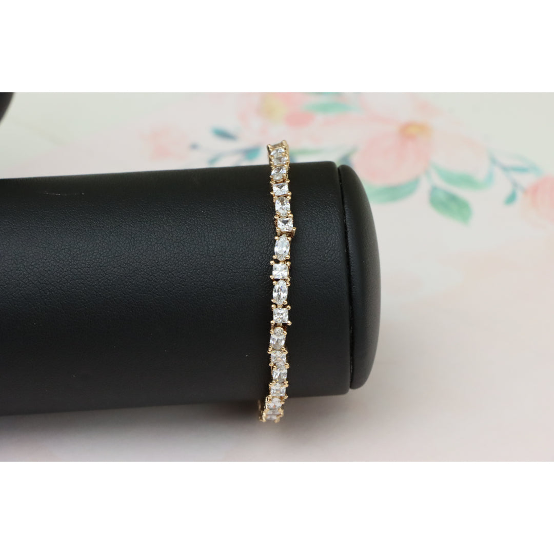 Rose Gold Classic CZ Tennis Bracelet with Oval & Square Stones, Sparkling, XPBL0748 (2075-7)
