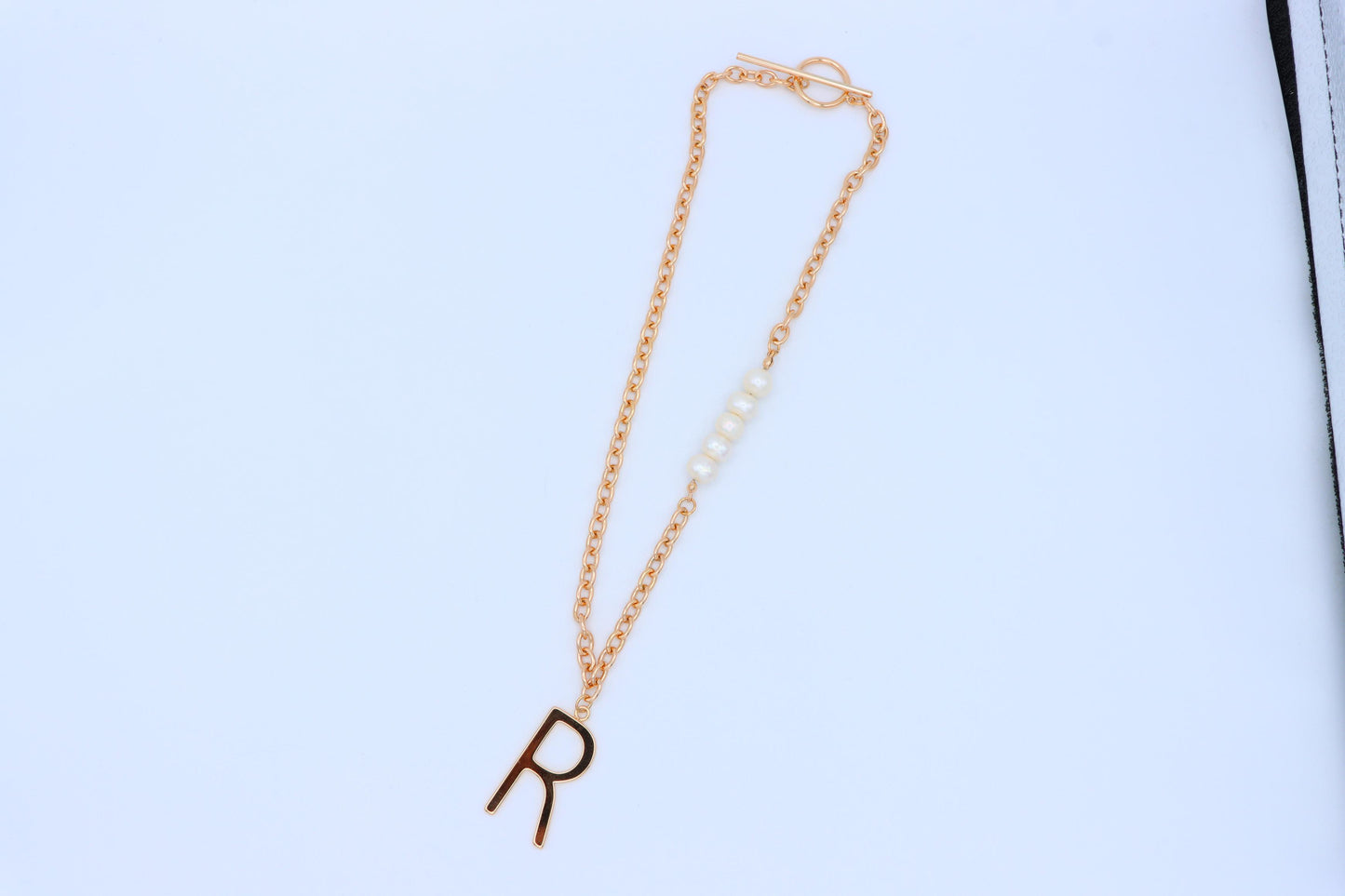 Rose Gold Initial 'R' Necklace with Pearls, XPNL1904 (2161-7)