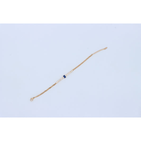 Rose Gold Bracelet with Sapphire Center and Bezel Set CZ Accents, XPBL0751 (2075-10)