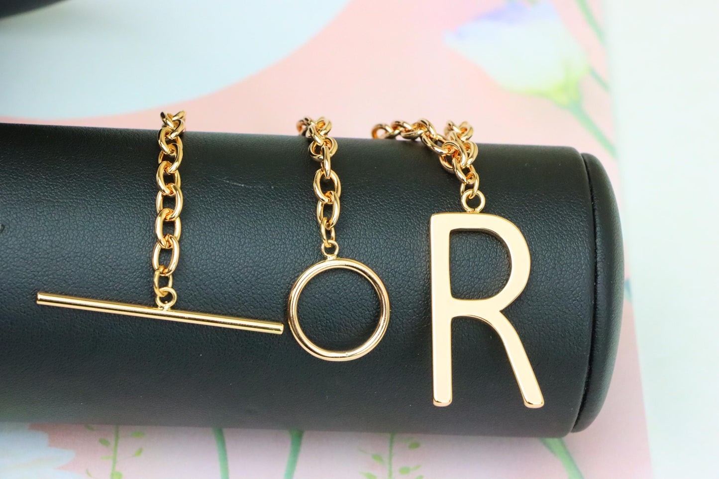 Rose Gold Initial 'R' Necklace with Pearls, XPNL1904 (2161-7)