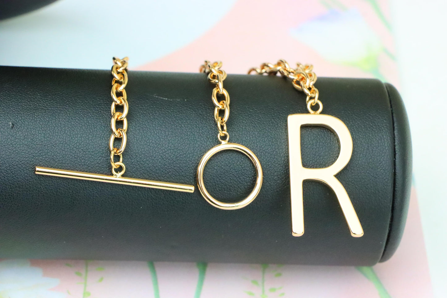 Rose Gold Initial 'R' Necklace with Pearls, XPNL1904 (2161-7)