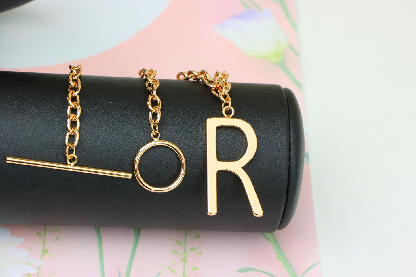 Rose Gold Initial 'R' Necklace with Pearls, XPNL1904 (2161-7)