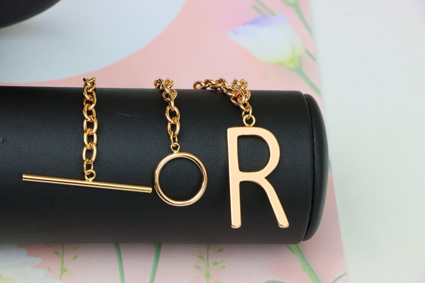 Rose Gold Initial 'R' Necklace with Pearls, XPNL1904 (2161-7)