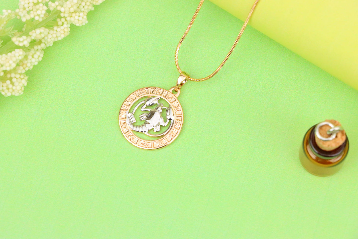 Rose Gold Cancer Zodiac Pendant with Crab Symbol and Sign Circle, XPPT1448 (2136-9)