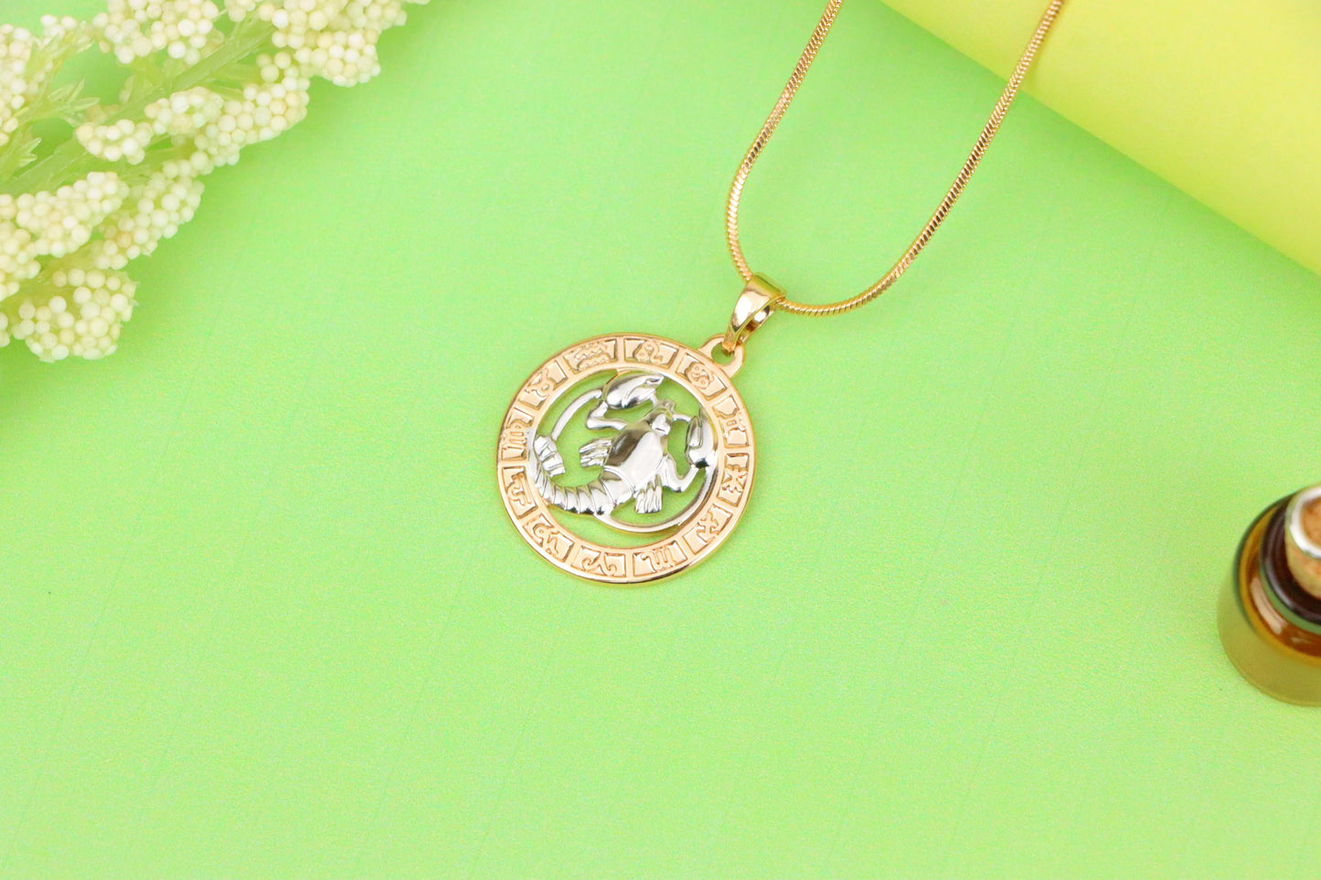 Rose Gold Cancer Zodiac Pendant with Crab Symbol and Sign Circle, XPPT1448 (2136-9)