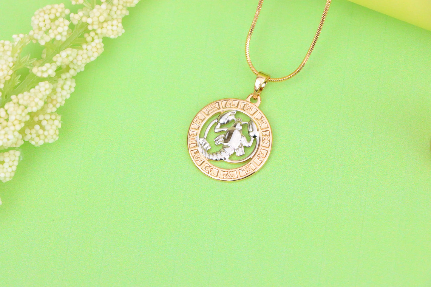 Rose Gold Cancer Zodiac Pendant with Crab Symbol and Sign Circle, XPPT1448 (2136-9)