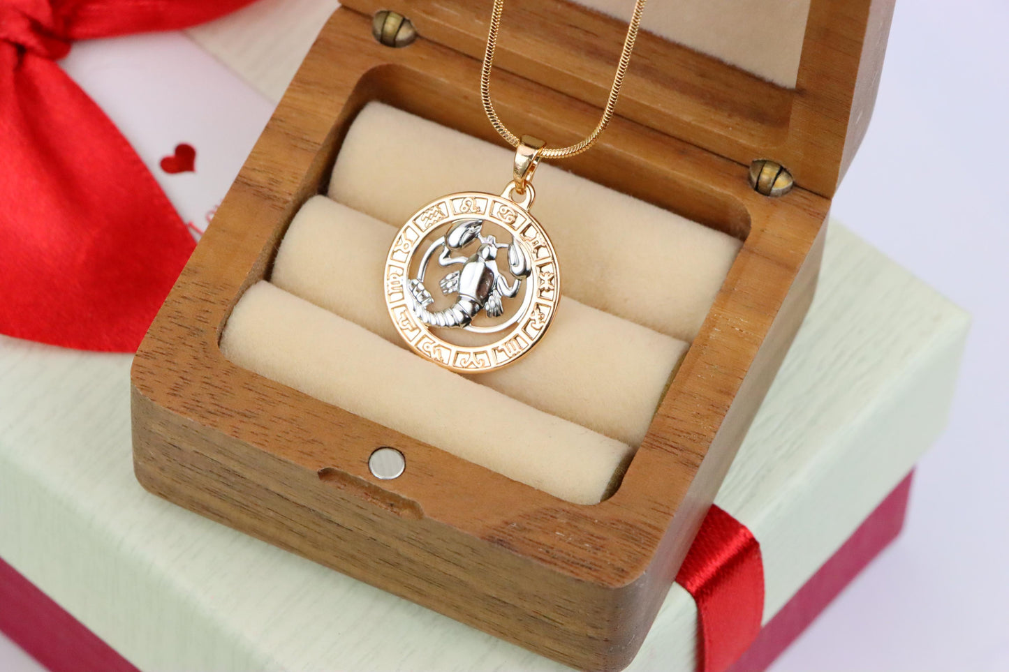 Rose Gold Cancer Zodiac Pendant with Crab Symbol and Sign Circle, XPPT1448 (2136-9)