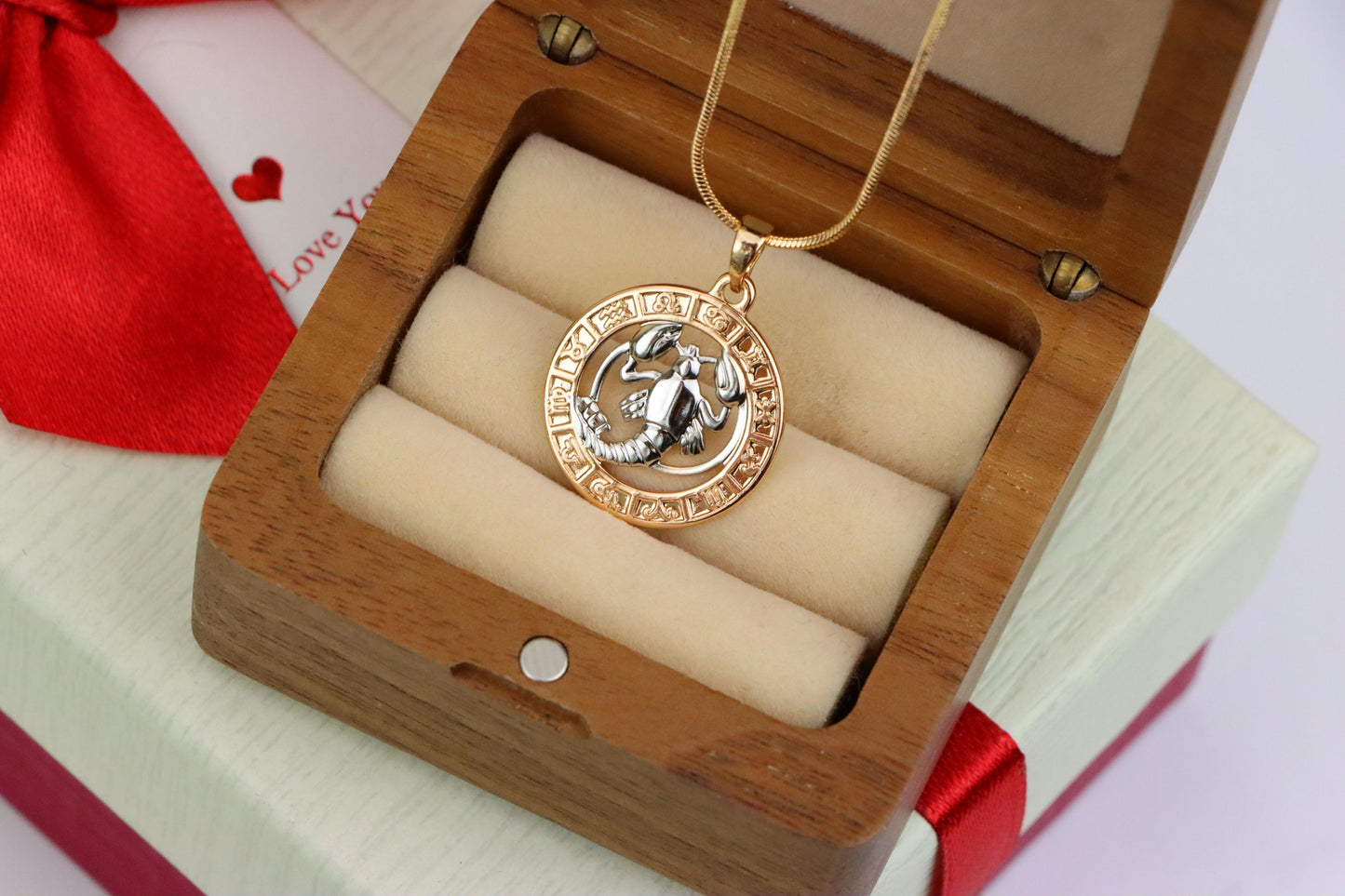 Rose Gold Cancer Zodiac Pendant with Crab Symbol and Sign Circle, XPPT1448 (2136-9)