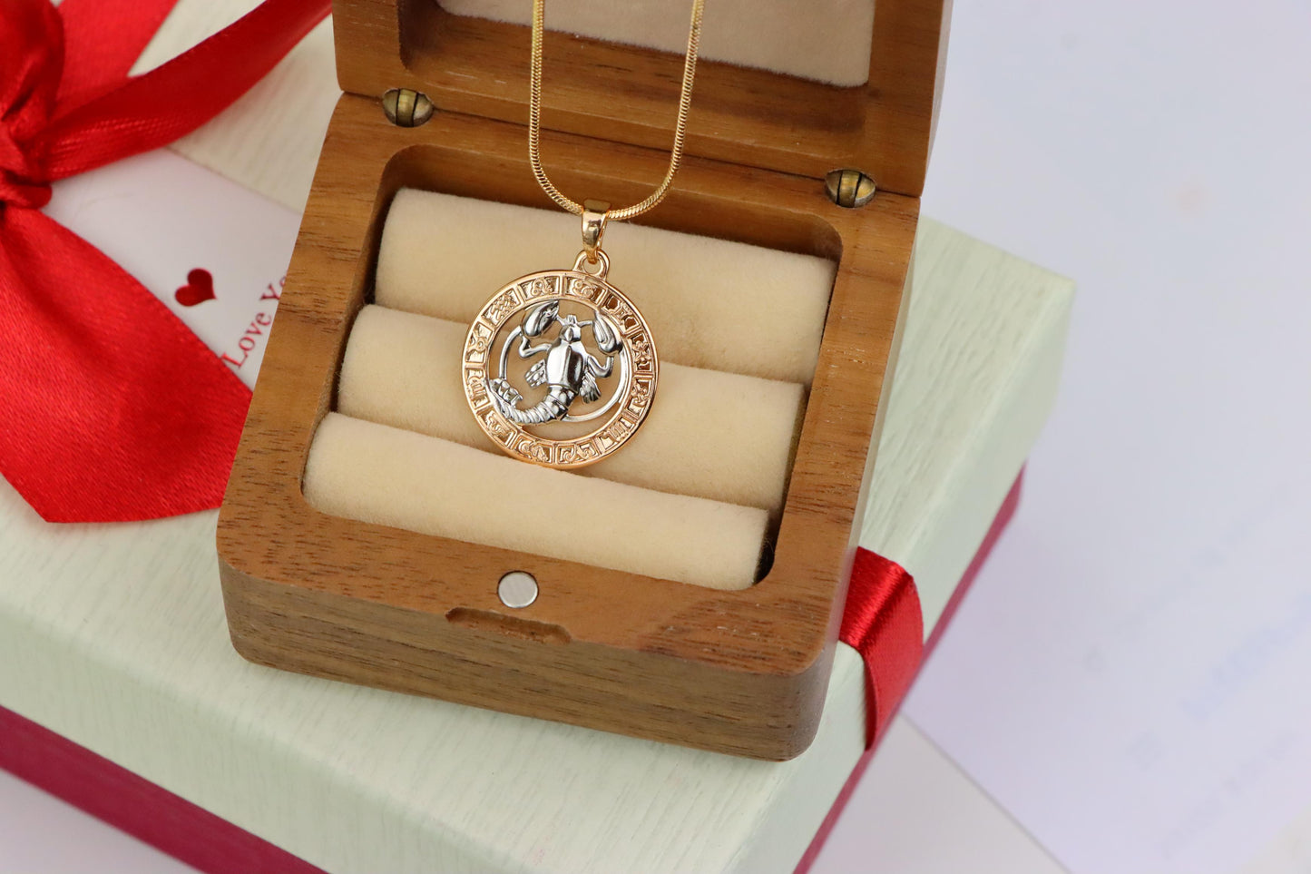 Rose Gold Cancer Zodiac Pendant with Crab Symbol and Sign Circle, XPPT1448 (2136-9)