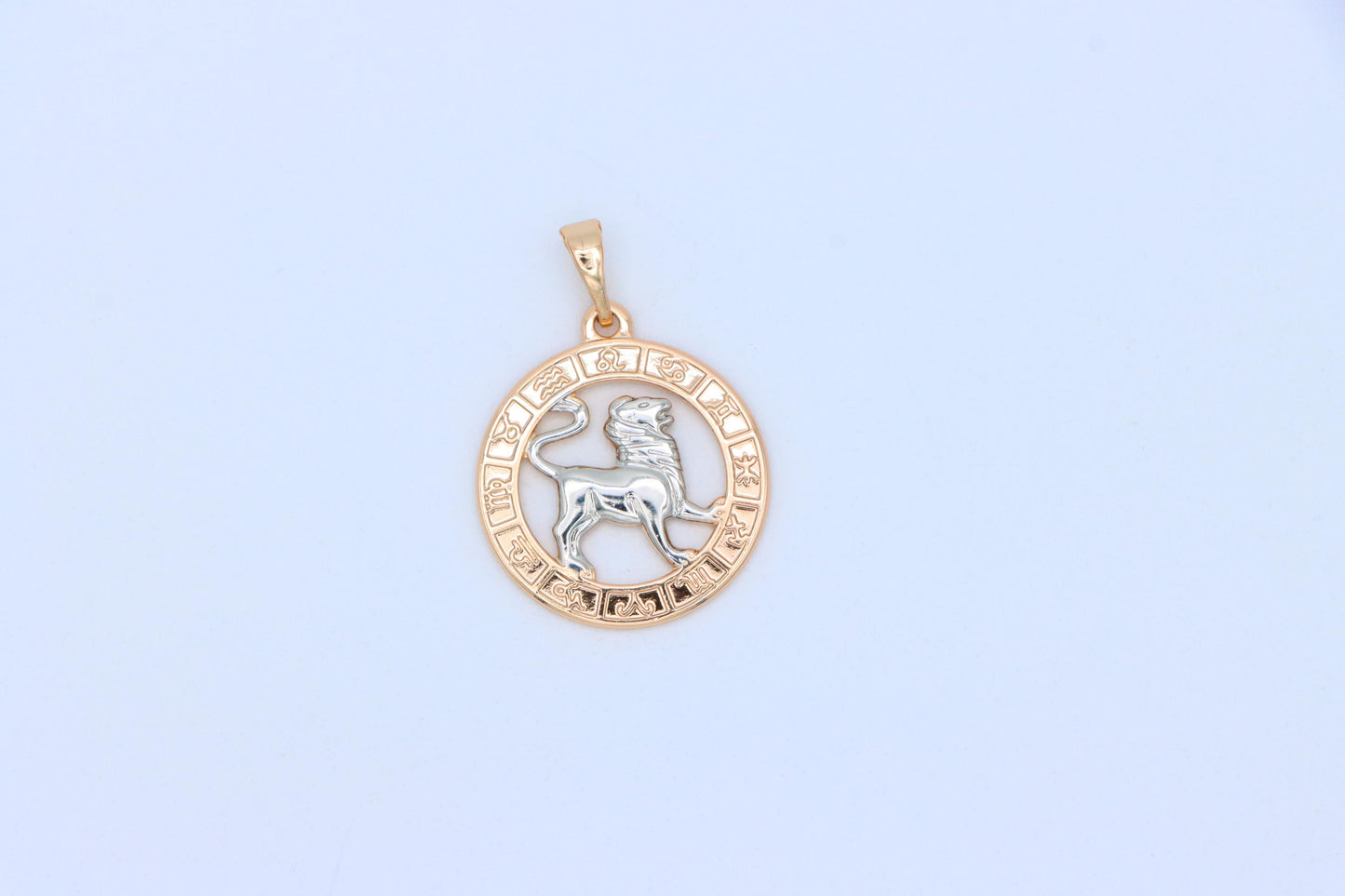 Rose Gold Leo Zodiac Pendant with Lion Symbol and Astrological Ring, XPPT1449 (2136-9)