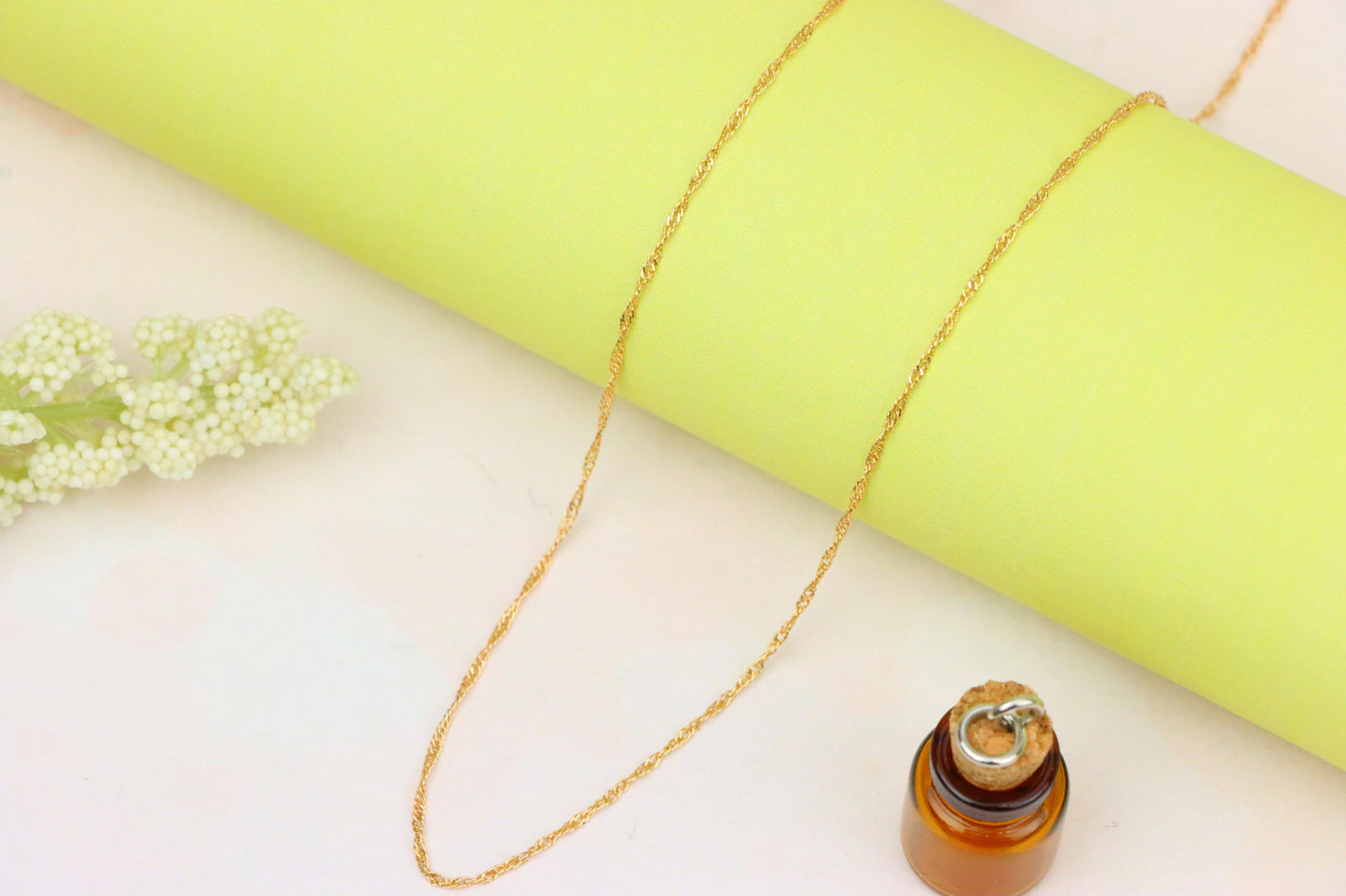 Elegant Rose Gold Chain Necklace in Twisted Rope Design, XPNL1905 (2161-8)