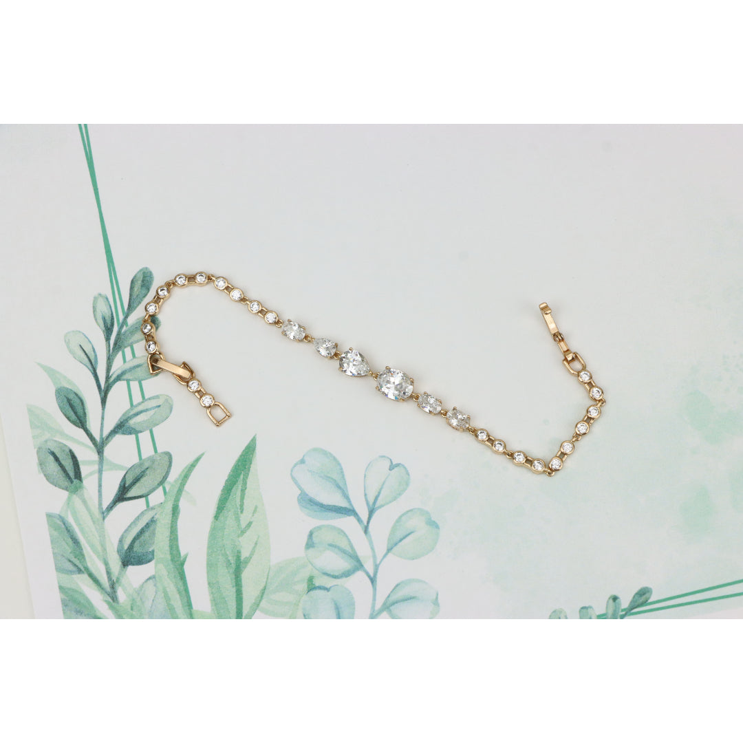Elegant Teardrop & Oval CZ Rose Gold Bracelet for Women, XPBL0752 (2076-1)